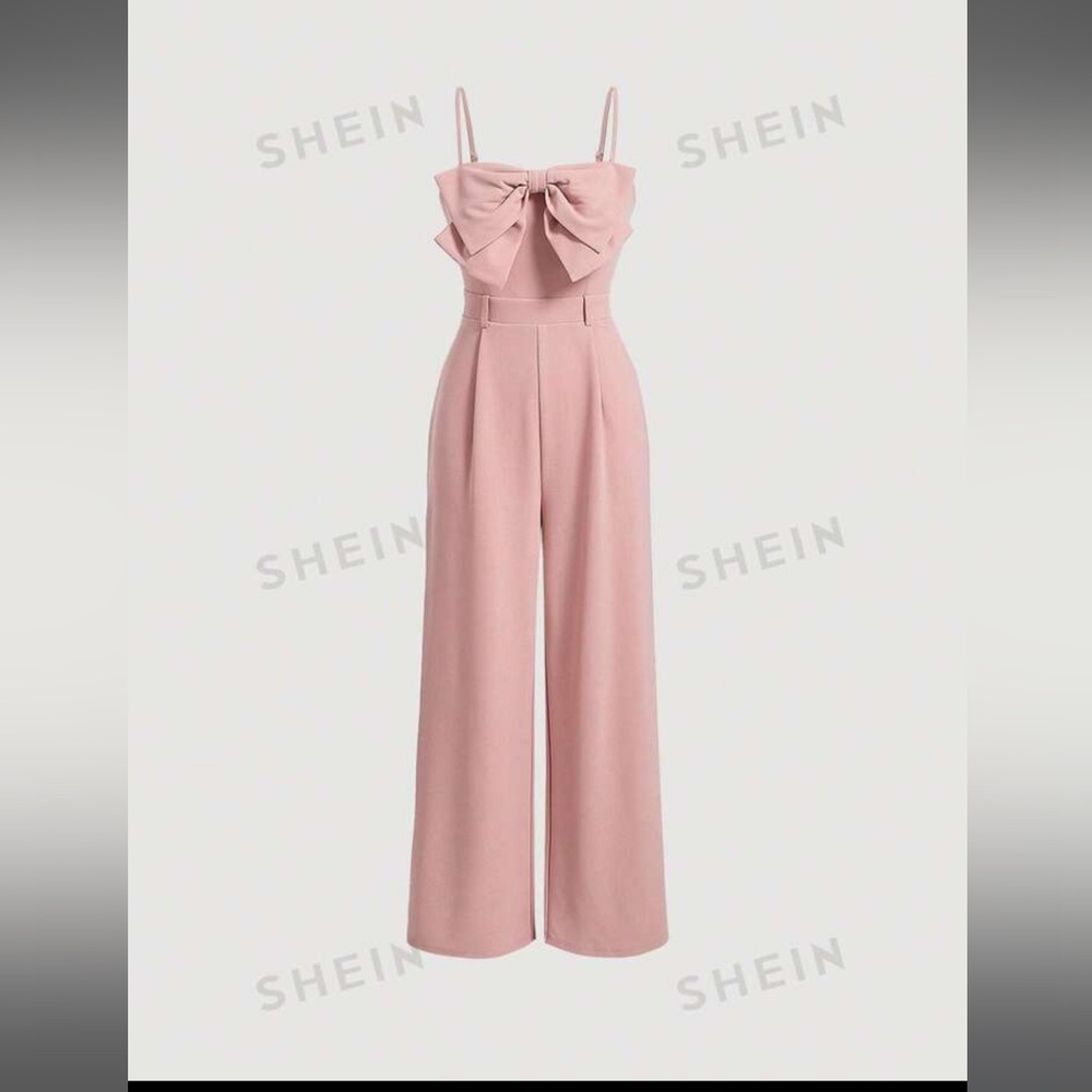 SHEIN MOD Bow Front Fold Pleated Detail Wide Leg Cami
Jumpsuit
